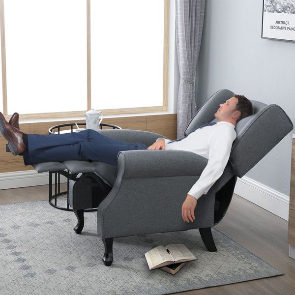 Position Adjustable Sofa Recliner Chair W/Large Backrest Padded W/Thick & High Resilience Foam-Grey