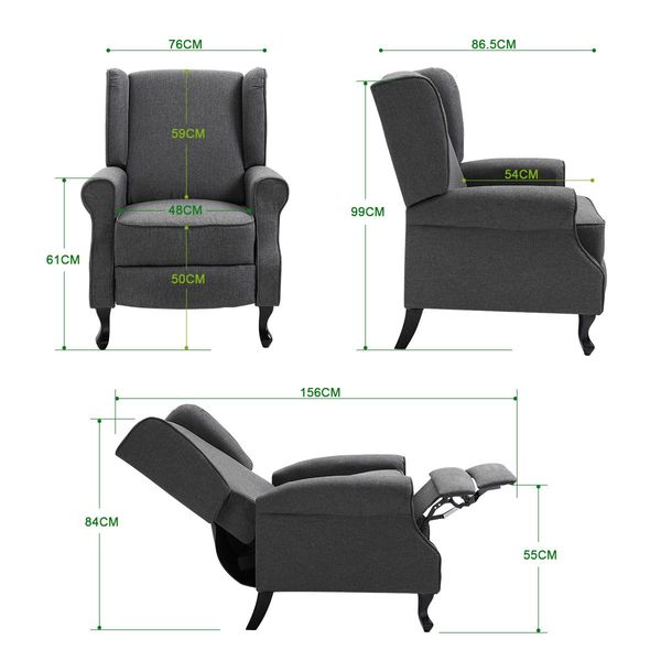 Position Adjustable Sofa Recliner Chair W/ Large Backrest,Thick&High Resilience Foam Padding