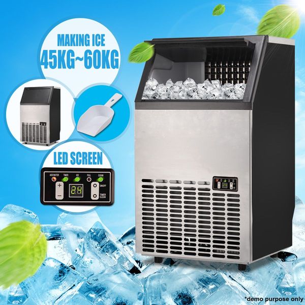 Portable Self Cleaning Commercial 12-Min Qucik Ice Cube Making Machine W/45-60Kg Ice Output 1 Day