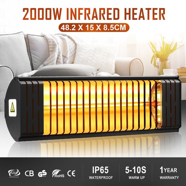 2000W 5S Instant Warm Waterproof In/Outdoor Infrared Patio Heater Energy Saving Cover 36Sqm