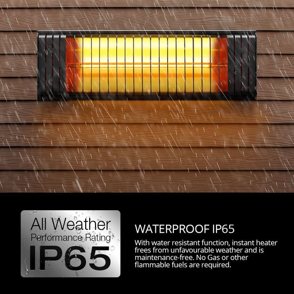 2000W 5S Instant Warm Waterproof In/Outdoor Infrared Patio Heater Energy Saving Cover 36Sqm