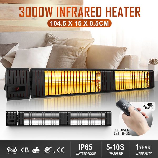 3000W 5S Instant Warm Waterproof In/Outdoor Infrared Patio Heater Energy Saving Cover 36Sqm