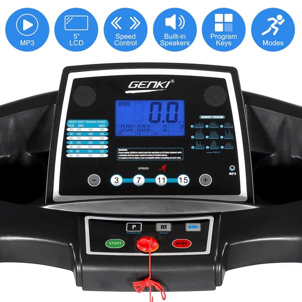 2Hp 1-15Km/H Speed Foldable Treadmill Running Machine W/42Cm Width Belt Home Gym Exercise Equipment