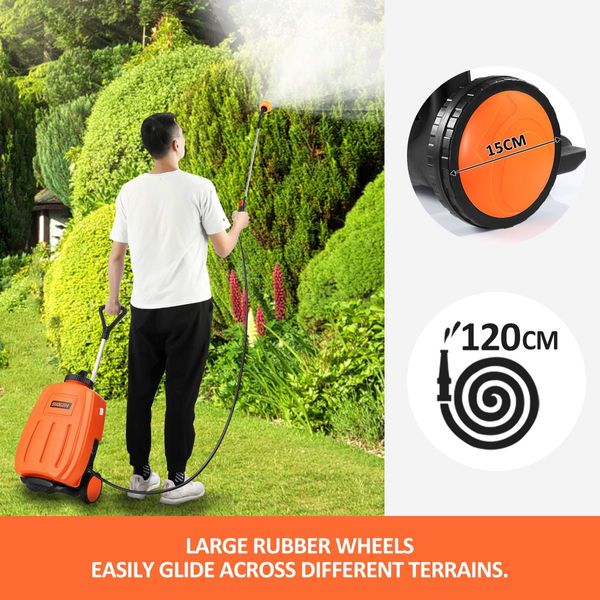 16L Electric Weed Sprayer On Wheels W/4 Various Nozzles For Garden Lawn Farm, Get Rid Of Grass/Pest