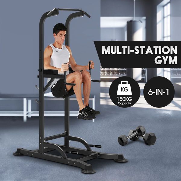 6 In 1 Home Gym Fitness Station For Chin-Up,Dip Station,Pull-Up,Push-Up,Power Rack,Leg Raise