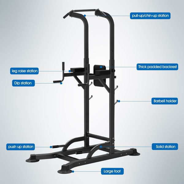 6 In 1 Home Gym Fitness Station For Chin-Up,Dip Station,Pull-Up,Push-Up,Power Rack,Leg Raise