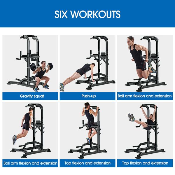 6 In 1 Home Gym Fitness Station For Chin-Up,Dip Station,Pull-Up,Push-Up,Power Rack,Leg Raise