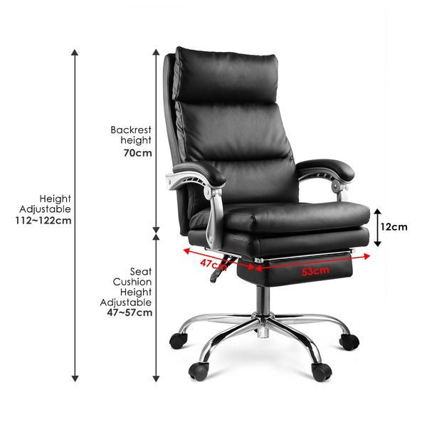 Pu Leather Executive 150 Degree Reclining Office Chair W/Extra Thick Padded Seat,Slide Out Footrest