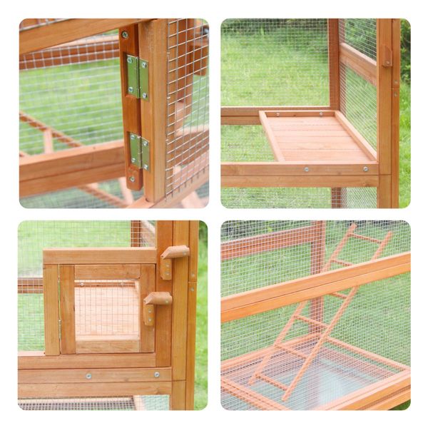 Durable Fir Wood Spacious Waterproof Bird Cage Aviary W/Perche,Toy,Ladder For Parrot Cockatoo,Etc.