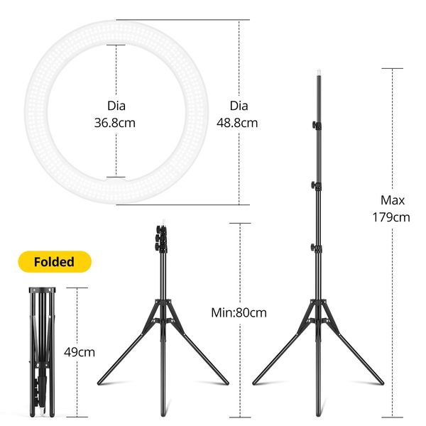 Gorgeous Portrait Lighting 480-Bulb 18?? Pro Led Ring Light For Makeup/Photo/Studio,Tall Adjustable