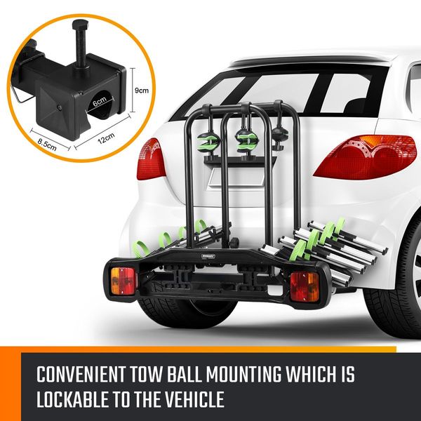 Car 4 Bikes Rack Tow Ball Mounting Carrier W/Tail Light,License Plate Frame,Flexible Titling Design