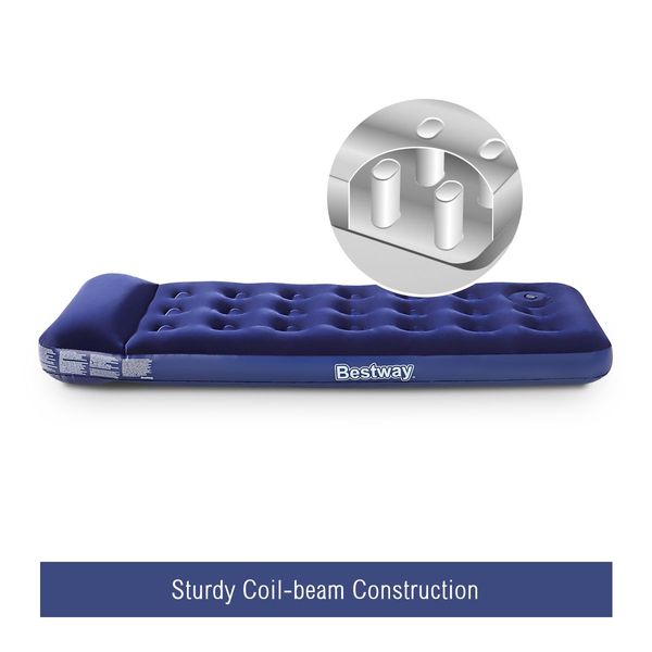 Quickly Inflate Air Bed Mattress W/ Built In Pillow Foot Pump-Single Great For Indoor / Outdoor