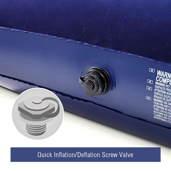 Quickly Inflate Air Bed Mattress W/ Built In Pillow Foot Pump-Single Great For Indoor / Outdoor