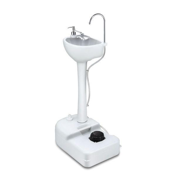 Portable 17L Camping Trip Basin Sink Outdoor Hand  Wash Stand W/ Wheel For Easy Transportation