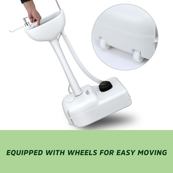 Portable 17L Camping Trip Basin Sink Outdoor Hand  Wash Stand W/ Wheel For Easy Transportation