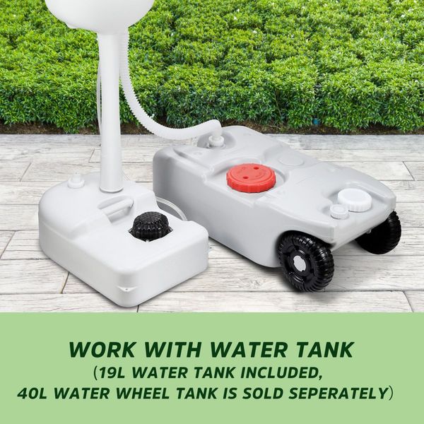 Portable 17L Camping Trip Basin Sink Outdoor Hand  Wash Stand W/ Wheel For Easy Transportation