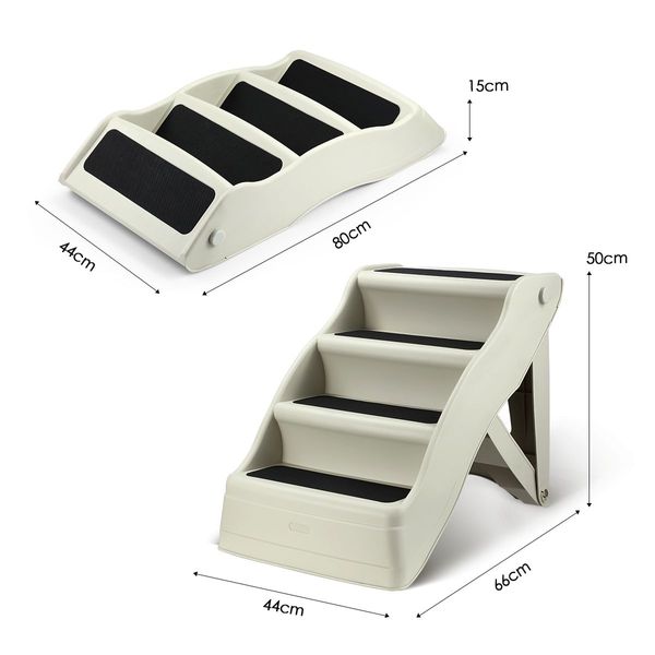 Flatly Folded None Slip 4-Step Pet Ramp Dog Ladder Stair Lightweight But Sturdy Max 60Kg Load