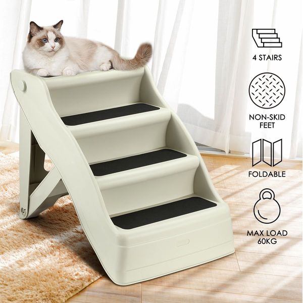 Flatly Folded None Slip 4-Step Pet Ramp Dog Ladder Stair Lightweight But Sturdy Max 60Kg Load