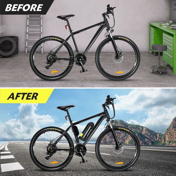 Convert Your Regular Bike Into Electric Bike Kit W/350W Motor,9Ah Battery,26" Rear Wheel, Etc.