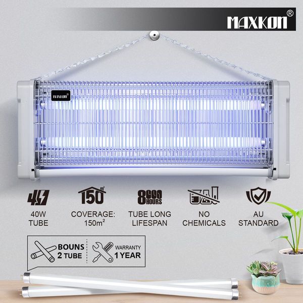 150Sqm Area 40W Electric Bug Zapper Insect Mozzie Killer Fly Trap Catcher Eco Pest Control-Grey