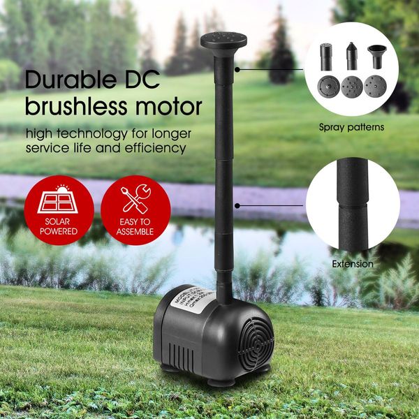 5W 5 Water Effects Garden Solar Foutain Water Pump For Pond,Birdbath,Waterfall,Pool,Lawn