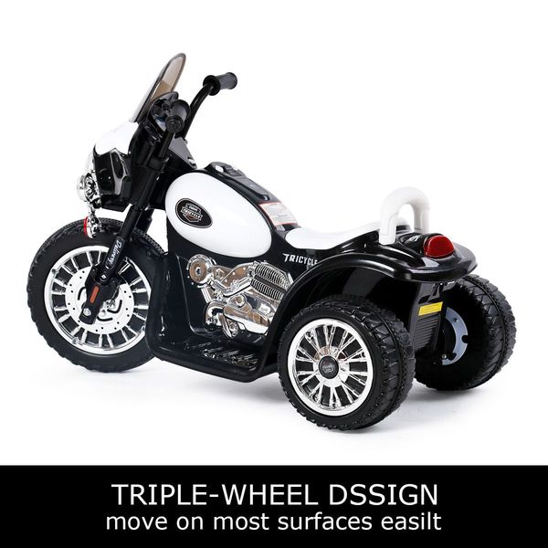 Kids 3Km/H Electric Motorcycle Ride On Motorbike W/3 Non-Slip Wheels On Various Terrains