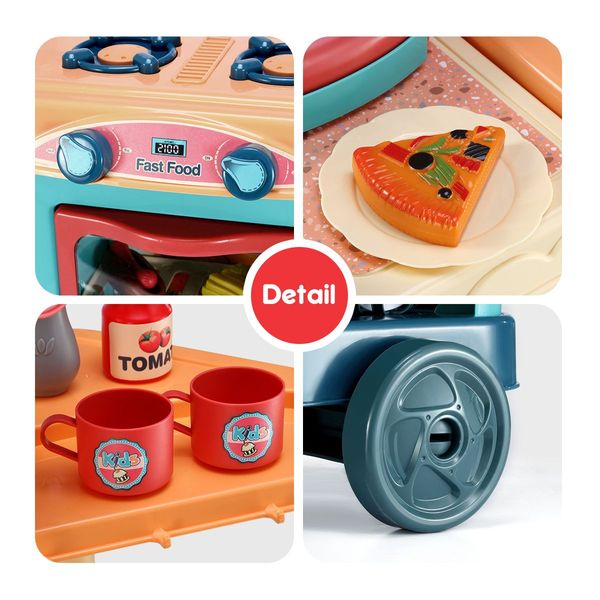 Kids Creativity Develop Toy-60 Pcs Kitchen Pretend Play Set W/Pan,Mug,Oven,Saucer,Condiment,Etc.