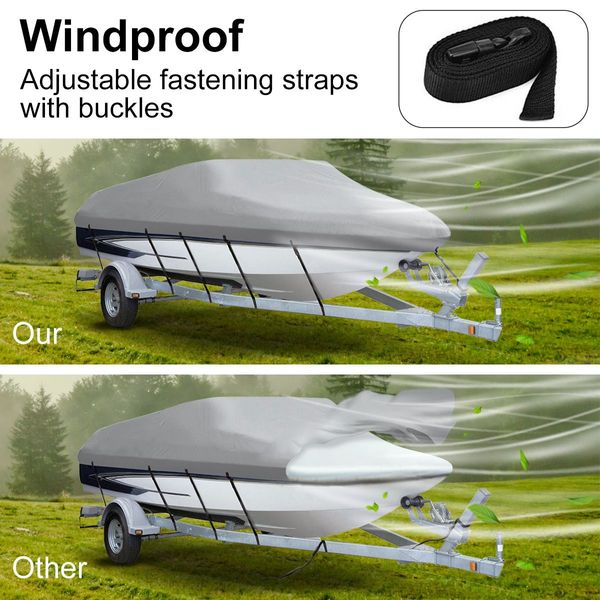 16-18.5Ft High Quality Weather/Uv Resistant Boat Cover Canopy For  V-Hull Open Fishing Boats