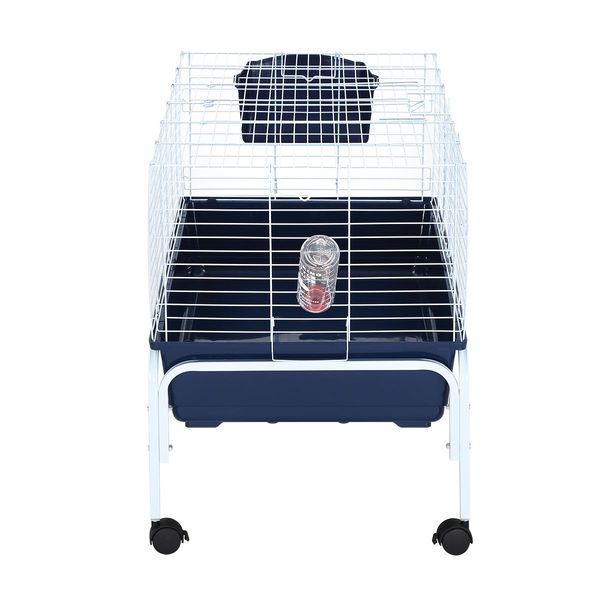 Mobile Wire Rabbit Cage Guinea Pig Hutch W/Strong Stand,Water Bottle,Hay Feeder Easy To Clean