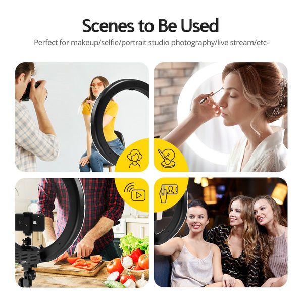 240-Bulb Cri??97% 18?? Pro Led Ring Light For Makeup Selfie Photo Live Stream,Height Adjustable