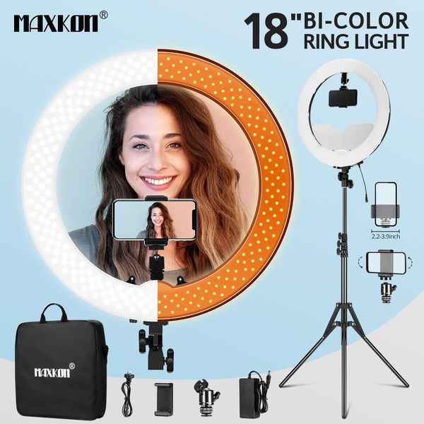 240-Bulb Cri??97% 18?? Pro Led Ring Light For Makeup Selfie Photo Live Stream,Height Adjustable