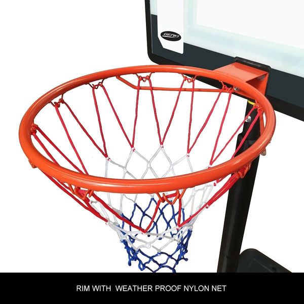 1.65-2.1M Mobile Basketball Hoop Stand W/Ring,Backboard,Stable Base,Protetive Sleeve On Pole