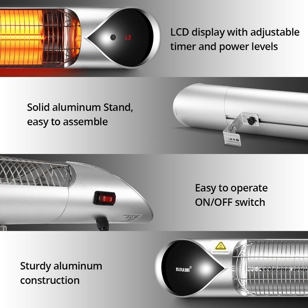 2000W 5S Instant Warm Waterproof Infrared Heater For Utdoor(32SQM) Indoor (20SQM) Energy Saving