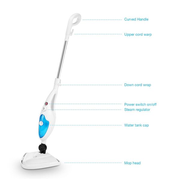 Effectively Sterilize 1300W Steam Mop Cleaner W/Multi Nozzles For Floor Clothes Window Etc.-Blue