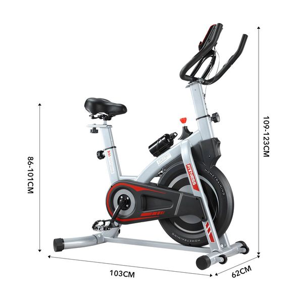 Home Gym Resistance Ajustable Exercise Spin Bike W/Flat Ground,Stand Up,Off Road,Climb Ride Modes