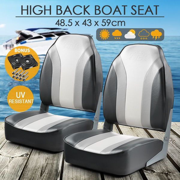 2X Uv/Salt Resistant Foldable Swivel Marine Fishing Boat Seat Chair Strong Back Support