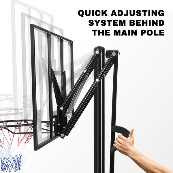 2.3-3.05M Mobile Basketball Hoop Stand W/ Ring Backboard Stable Base For Junior Adult