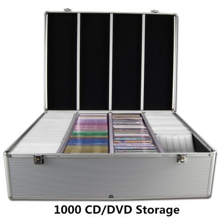 Portable Aluminium Cd Dvd Box 1000 Discs Storage Case For For Pro Djs, Music Or Movie Lovers