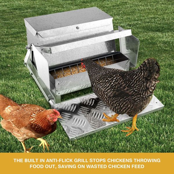 Rat Bird Proof 9Kg Food Auto Treadle Chicken Duck Poultry Feeder W/ Anti-Flick Grill