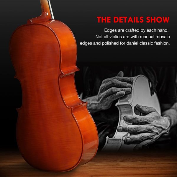 High-Lustre Varnish Full Size 4/4 Cello W/ Carrying Case For Beginners & Student Cellists