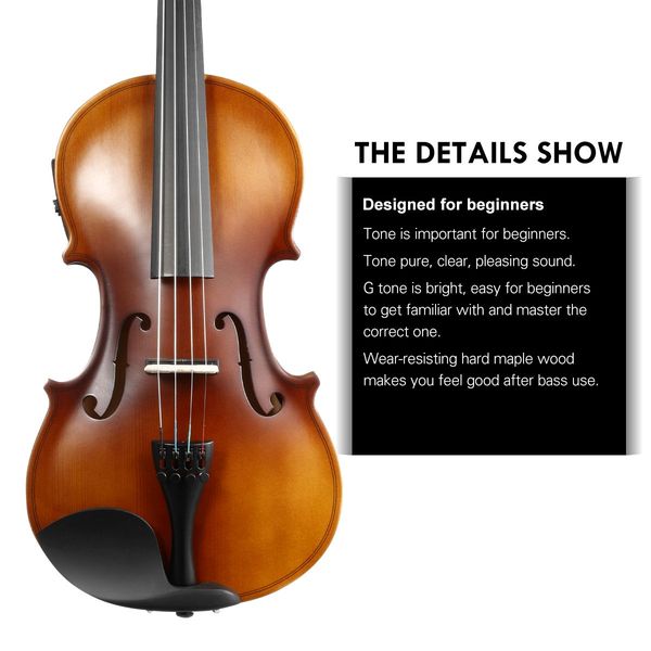 3/4 Size Wood Electric Violin W/Extraordinary Tones Tunes For Beginners & Music Lovers