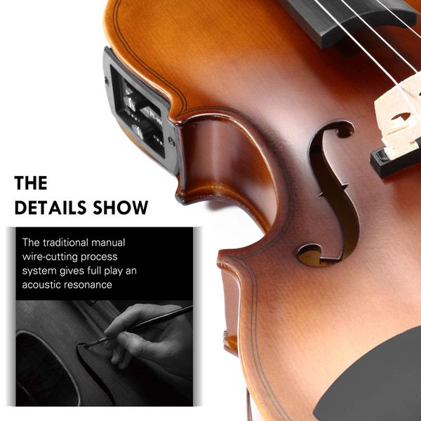 3/4 Size Wood Electric Violin W/Extraordinary Tones Tunes For Beginners & Music Lovers