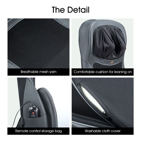 Air Compression Car Seat Massager Heated Cushion W/Roll,Shiatsu,Vibrate,Knead Function