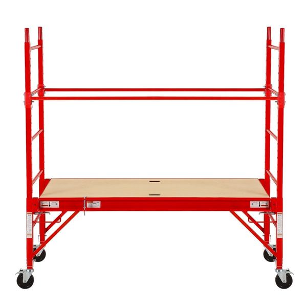 70-180Cm Height Adjustable Mobile Safety Scaffold Bear Up To 450Kg W/3 Lock System-Red