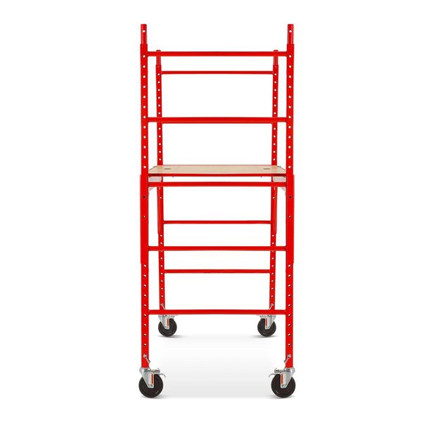 70-180Cm Height Adjustable Mobile Safety Scaffold Bear Up To 450Kg W/3 Lock System-Red