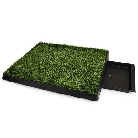 Indoor Pet Toilet Training Dog Potty Pad Grass Mat W/Removable Waste Tray Easy To Clean