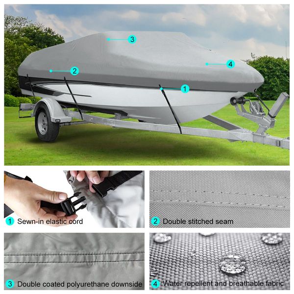 12-14Ft High Quality Weather/Uv Resistant Boat Cover Canopy For  V-Hull Open Fishing Boats