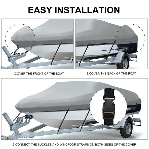 12-14Ft High Quality Weather/Uv Resistant Boat Cover Canopy For  V-Hull Open Fishing Boats