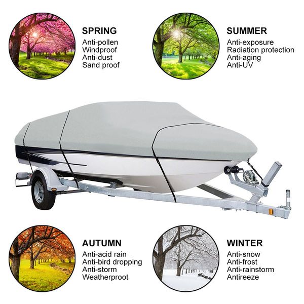 12-14Ft High Quality Weather/Uv Resistant Boat Cover Canopy For  V-Hull Open Fishing Boats