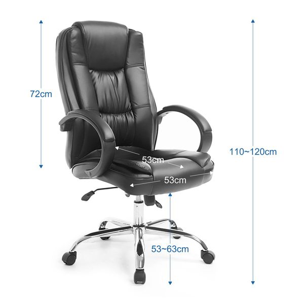 Premium High Back Executive Office Chair W/Adjustable Height,Pu Leather Extra Thick Seat